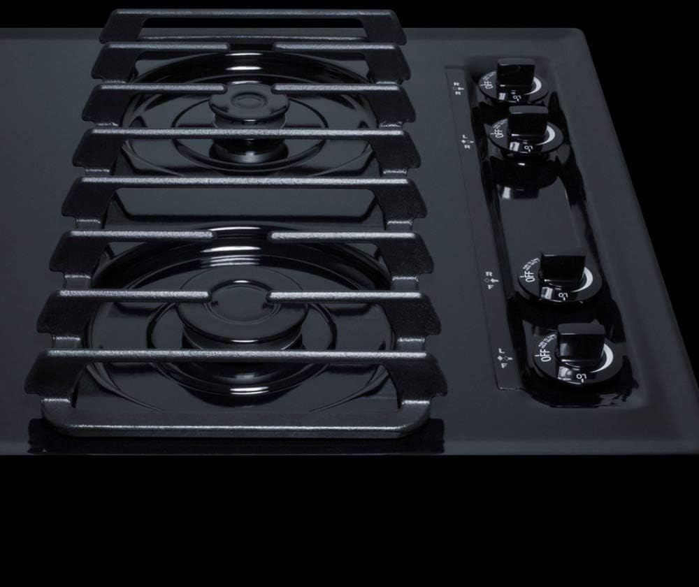 Summit Appliance TTL053S 30" Wide Sealed 4-Burner Gas Cooktop in Black with Cast Iron Grates and Electronic/Gas Spark Ignition