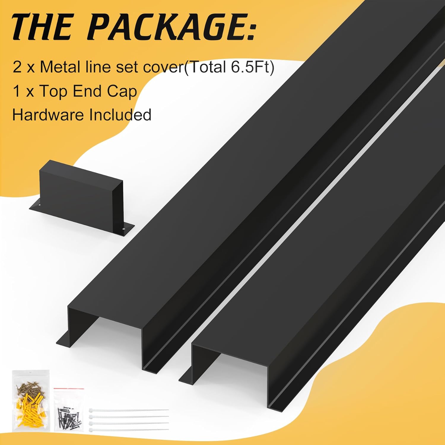 LBG Products 6" x 4" Metal Decorative Line Set Cover Kit for Ductless Mini Split,Central Air Conditioner,Heat Pump,Mini Split Accessories(Black)