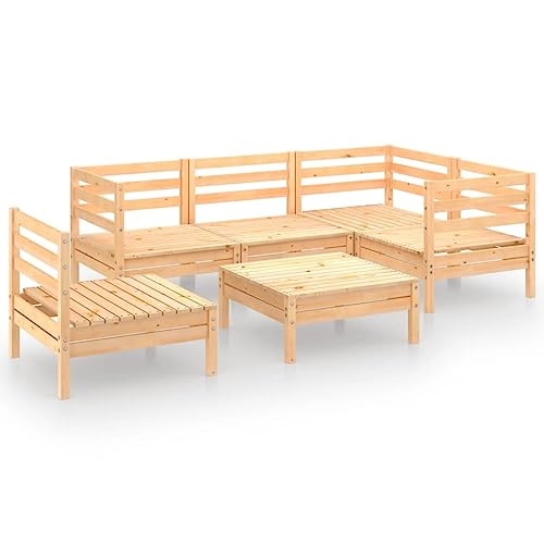 6 Piece Patio Lounge Set Solid Pinewood,Durable Wooden Garden Lounge Set: Relax, Nap, and Chat in Rustic Charm Outdoor Furniture Sets