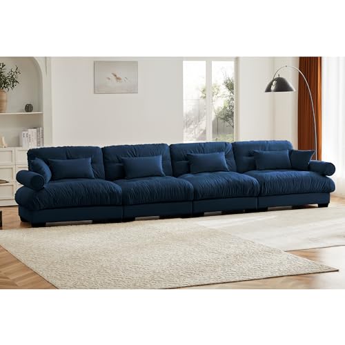 130" Modular Sectional Sofa,Velvet Upholstered Couches for Living Room,3 Seater Green Sofa Couch with Movable Ottoman