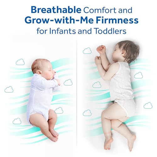 SEALY BABY OmniPedic Refresh Breathable Crib Mattress, GREENGUARD Gold Certified, Made in USA, Removable Knit Cover, 2 Stage, Toddler Bed Fit
