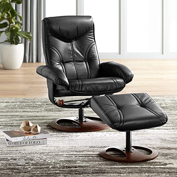 Newport Taupe Swivel Recliner and Slanted Ottoman