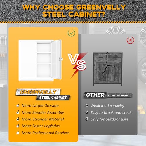 Greenvelly Metal Storage Cabinet, 72" Black Locking Storage Cabinets with Doors and 4 Shelves, Metal Cabinet for Garage Home Office, Classroom