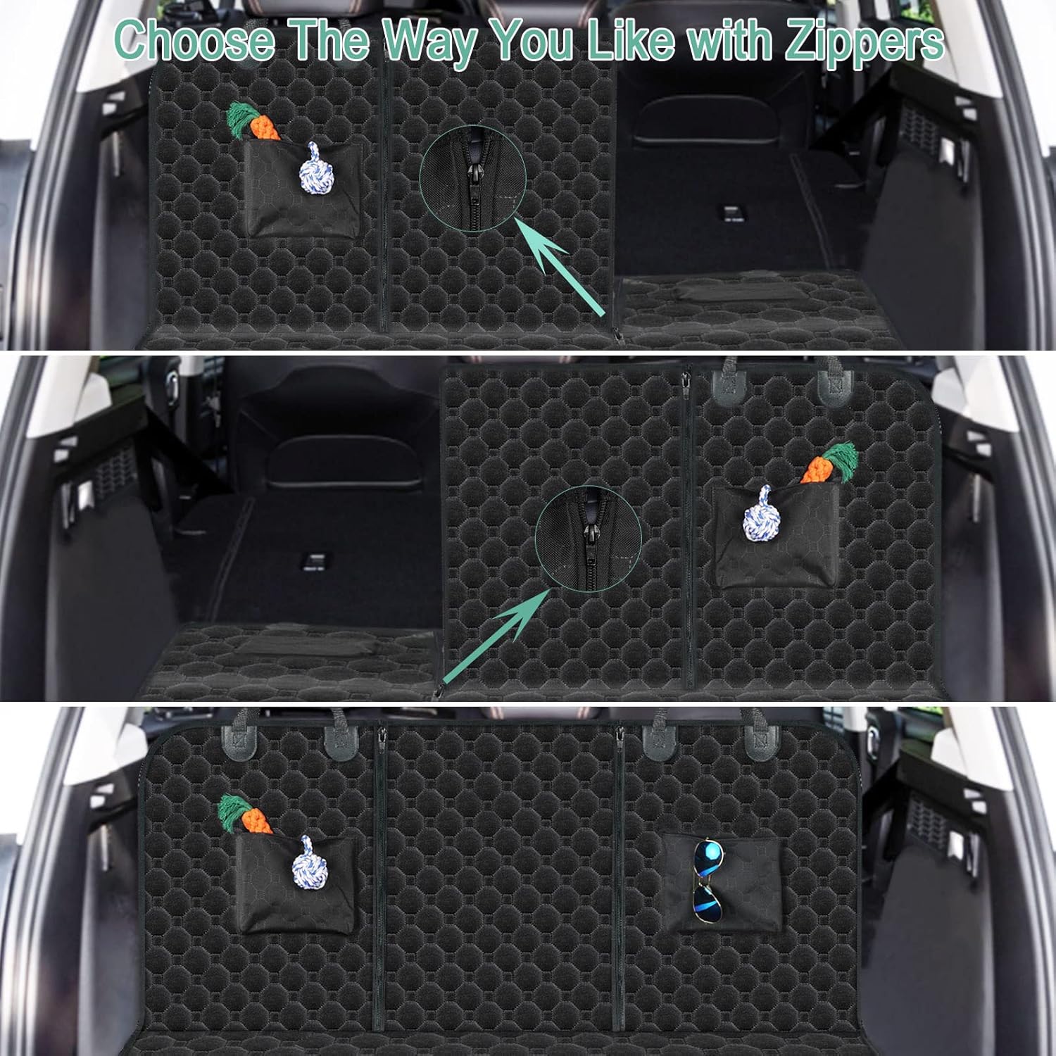 Mancro SUV Cargo Liner for Dogs, Waterproof Dog Cargo Liner for SUV Dog Seat Cover Mat with Zippers and 2 Large Pockets