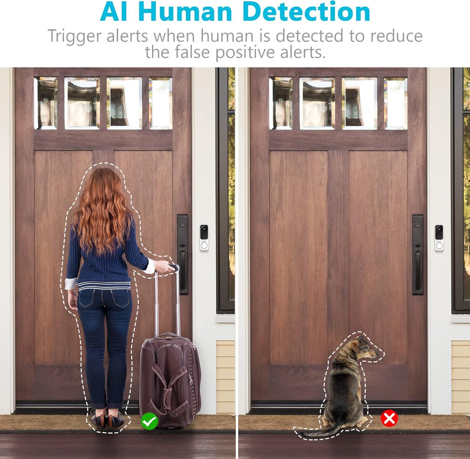 Doorbell Camera Wireless 2K,LaView Video Camera with Base Station,AI Human Detection,4:3 Aspect Ratio,160-Day Battery Life,Night Vision,Two-Way Audio