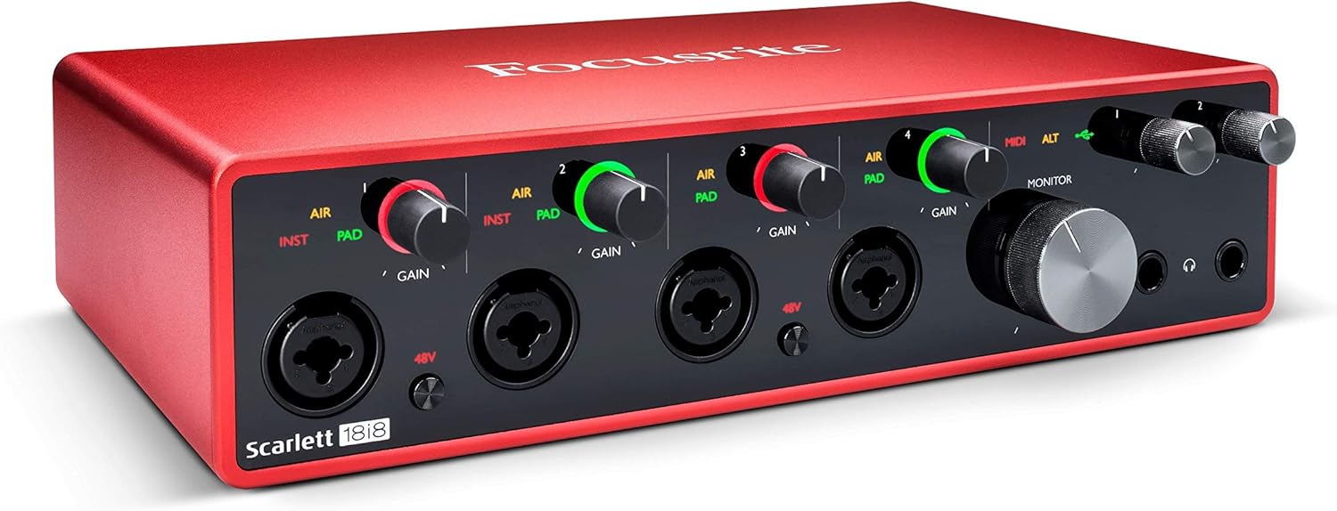 Focusrite Scarlett 18i8 18x8 USB Audio Interface 3rd Gen for Producers/Bands (Renewed)