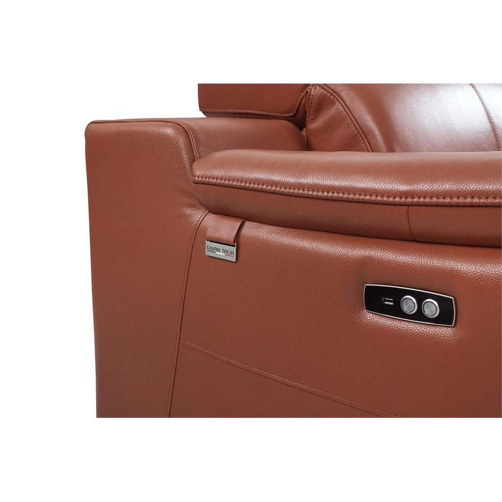 Titan Furnishings Genuine Italian Leather Power Reclining Sofa in Camel