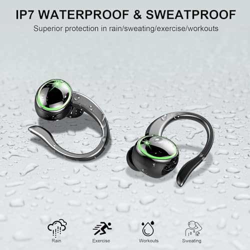 Wireless Earbuds, Bluetooth 5.4 Headphones Sports, 50H Playback Over-Ear buds with ENC Noise Cancelling Mic