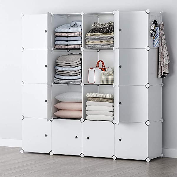 YOZO Cube Storage Organzier Portable Closet Wardrobe Bedroom Dresser (71x14x71 inches) Portable Closet Cube Shelf Armoire Pantry Cabinet, 25 Cubes