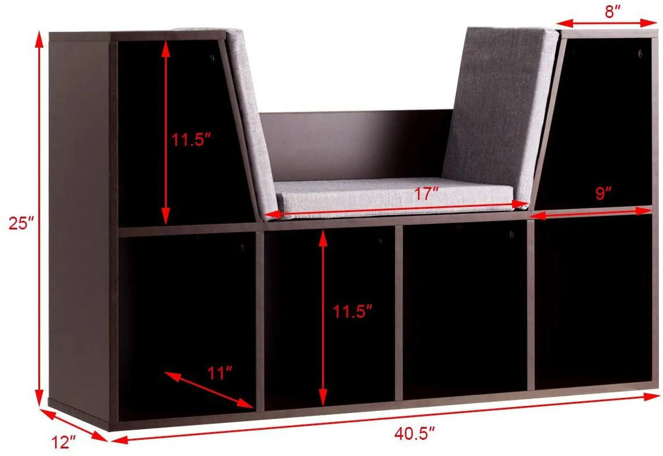 6-Cubby Kids Bookcase w/Cushioned Reading Nook