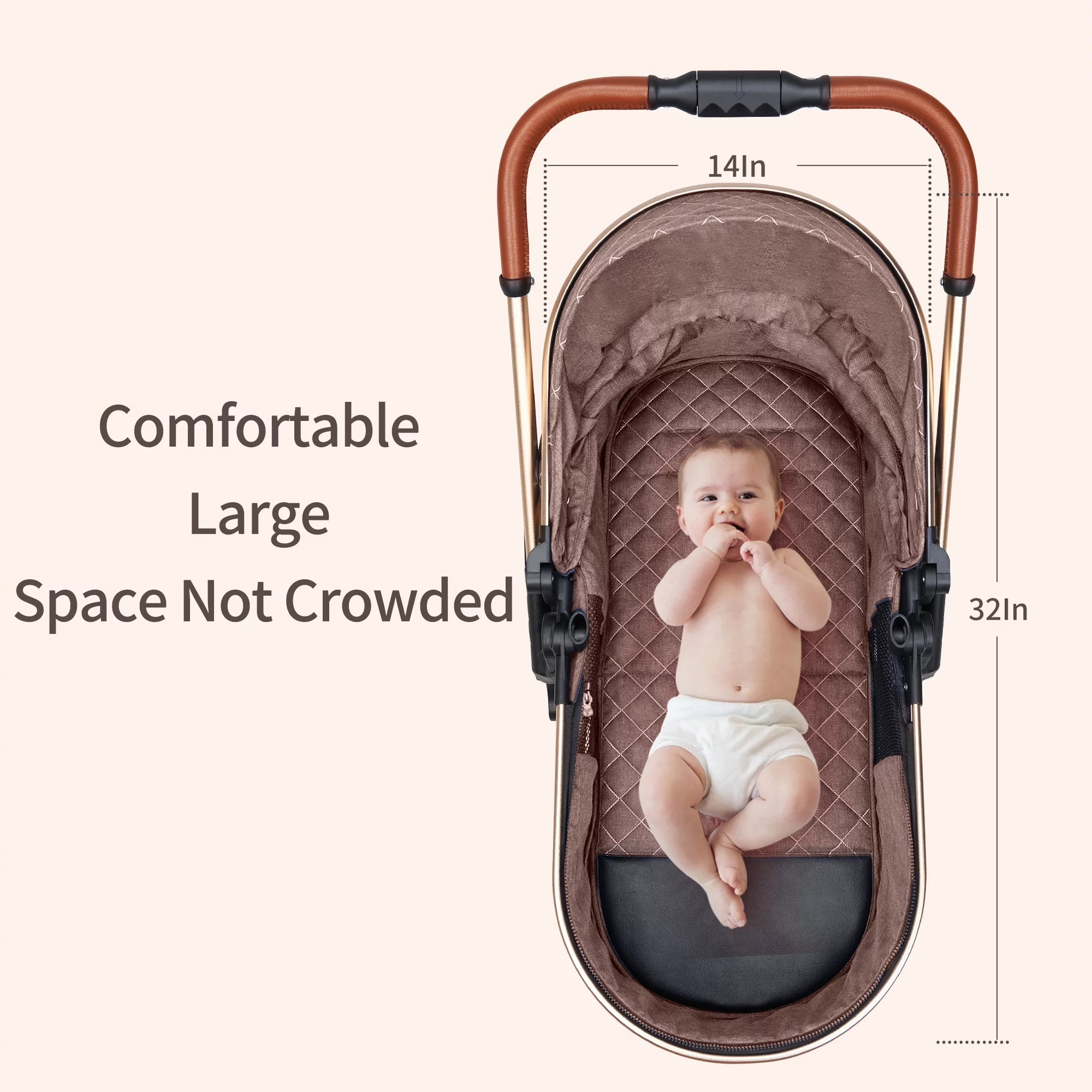 Luxury Pram High Landscape Baby Stroller Folding Pushchair for 0-36 Months Kids,Red - Curated Treasures Market