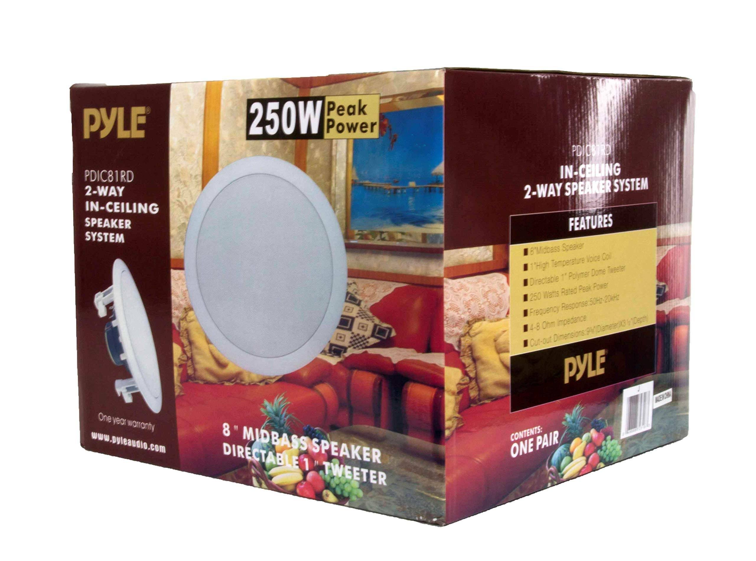 New Pyle Pdic81rd 8x22 1000W Round Wall and Ceiling Home Speakers 2 Pair