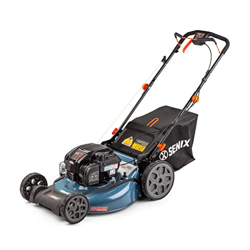 SENIX LSSG-H2 22-Inch Self Propelled Gas Lawn Mower with 163 cc 4-Cycle Engine, 3-in-1 Rear Wheel Drive Variable Speed Lawnmower