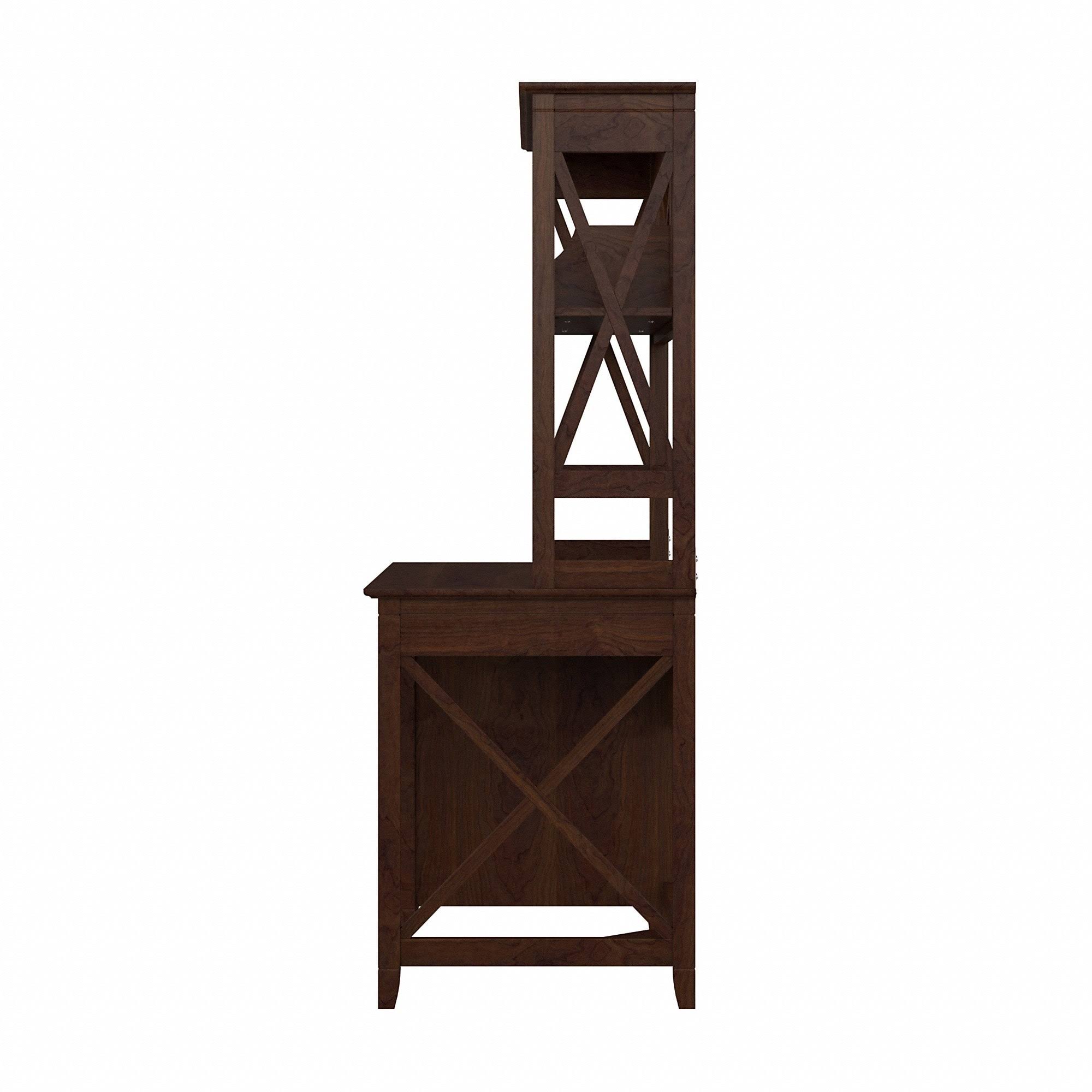 Bush Key West 48W Small Computer Desk with Hutch in Washed Gray - Engineered Wood