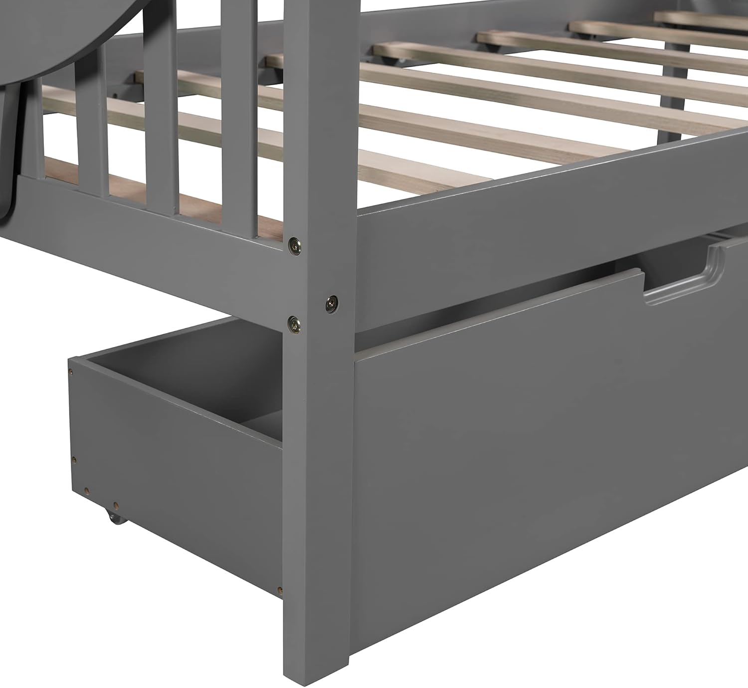 Twin Size Daybed Wood Bedframe with Two Drawers, Wooden Slats Support, Twin Sofa Bed for Living Room, Bedroom, Small Living Spaces