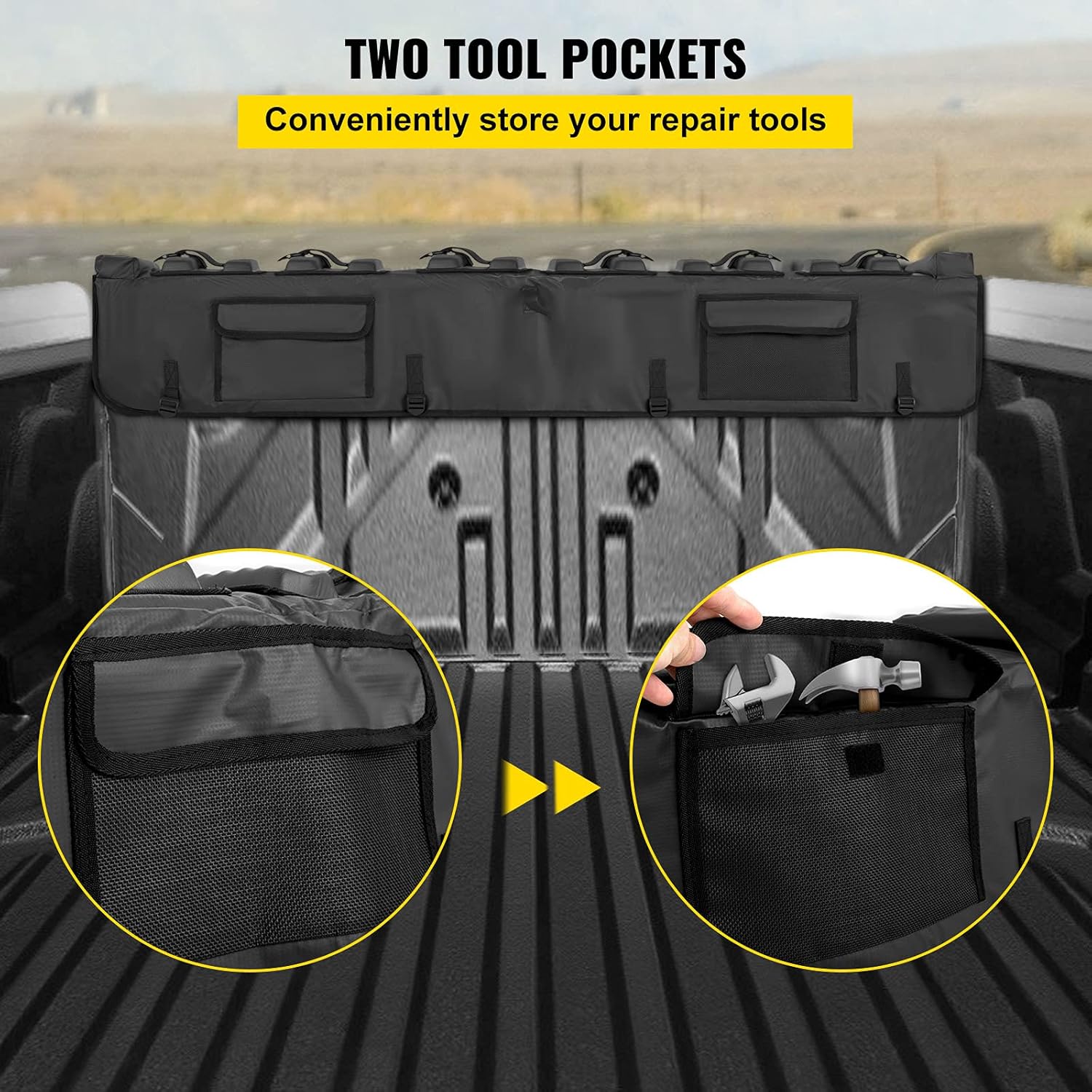 VEVOR Tailgate Pad for Bikes, Tailgate Protection Cover Carries UP to 6 Mountain Bikes, 63 Bike Pickup Pad for Pickup Truck, Upgraded