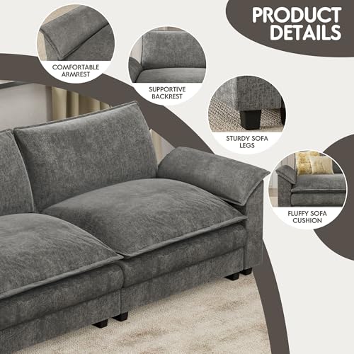 Homall 119" Modular Sectional Sofa, L Shaped Sofa Couch with Reversible Ottoman, DIY Combination Chenille Deep 3-Seat Cloud Couch for Living Room