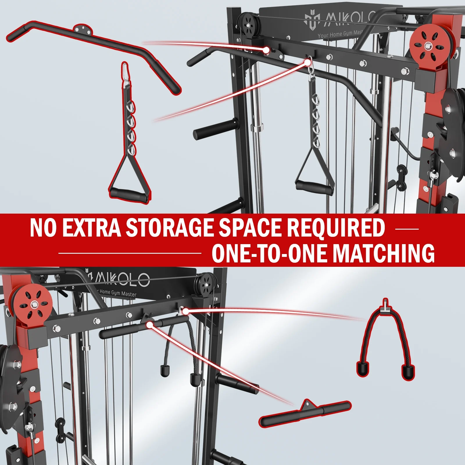Mikolo Smith Machine Home Gym, 2000lbs Squat Rack with 800 lbs Weight Bench Combo