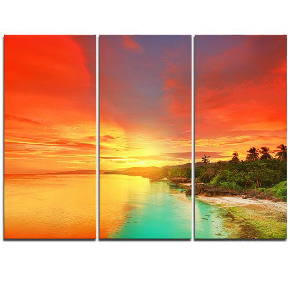 Design Art Beautiful Coastline in Philippines - 3 Piece Graphic Art on Wrapped Canvas Set
