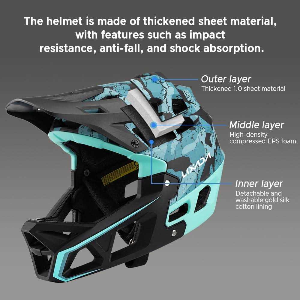 Anself Full Face Mountain Bike Helmet Adult Racing Downhill MTB Helmet with Visor - Sports Supplies Online Store