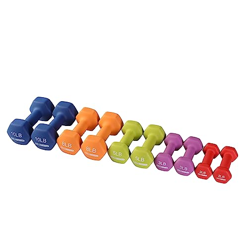 HolaHatha Neoprene Dumbbell Free Hand Weight Set with Rack, Ideal for Home Exercises to Gain Tone and Definition