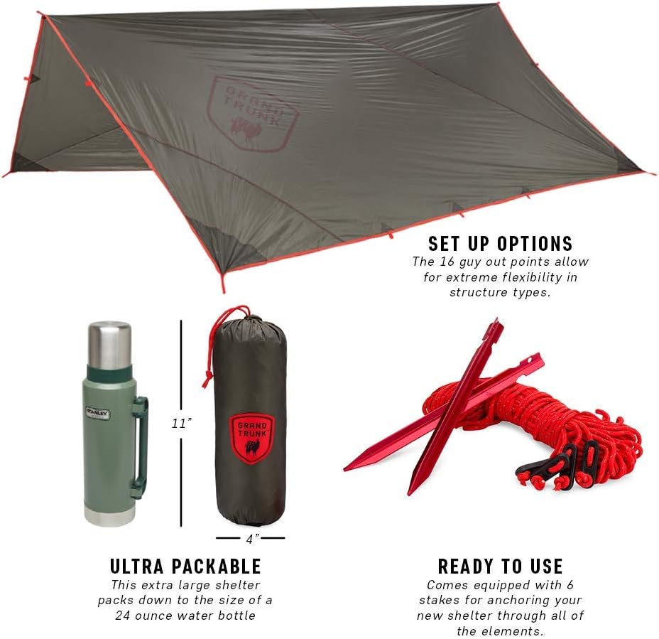 Grand Trunk | Abrigo Rain Fly and Shelter | Large Lightweight All-Weather Waterproof Shelter | Camping and Hammock Gear Pack of 2