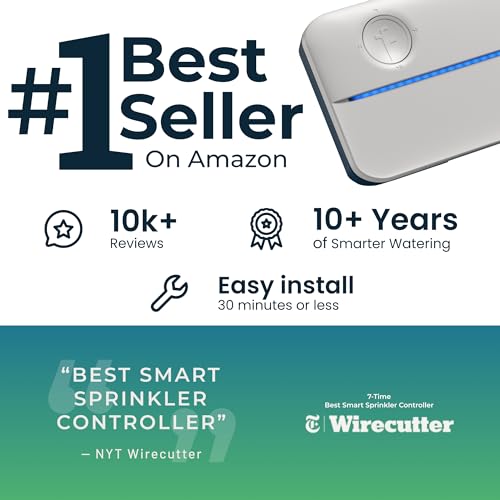 Rachio WiFi Smart Sprinkler Controller (8-Zone Irrigation Remote Control) &ndash; App-Based Scheduling, Local Weather Intelligence, Rain Skips
