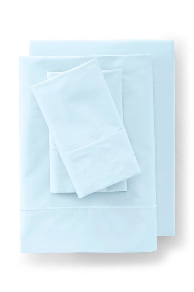 Supima Cotton No Iron Sateen Sheets - 400 Thread Count - Lands& End - Blue - XLT
