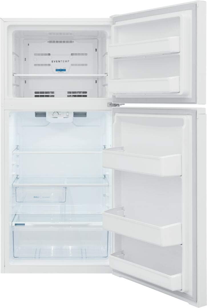 Frigidaire FFTR1425VW 28 Top Freezer Refrigerator with 13.9 cu. ft. Capacity, EvenTemp Cooling System, Humidity Controlled Crisper Drawer