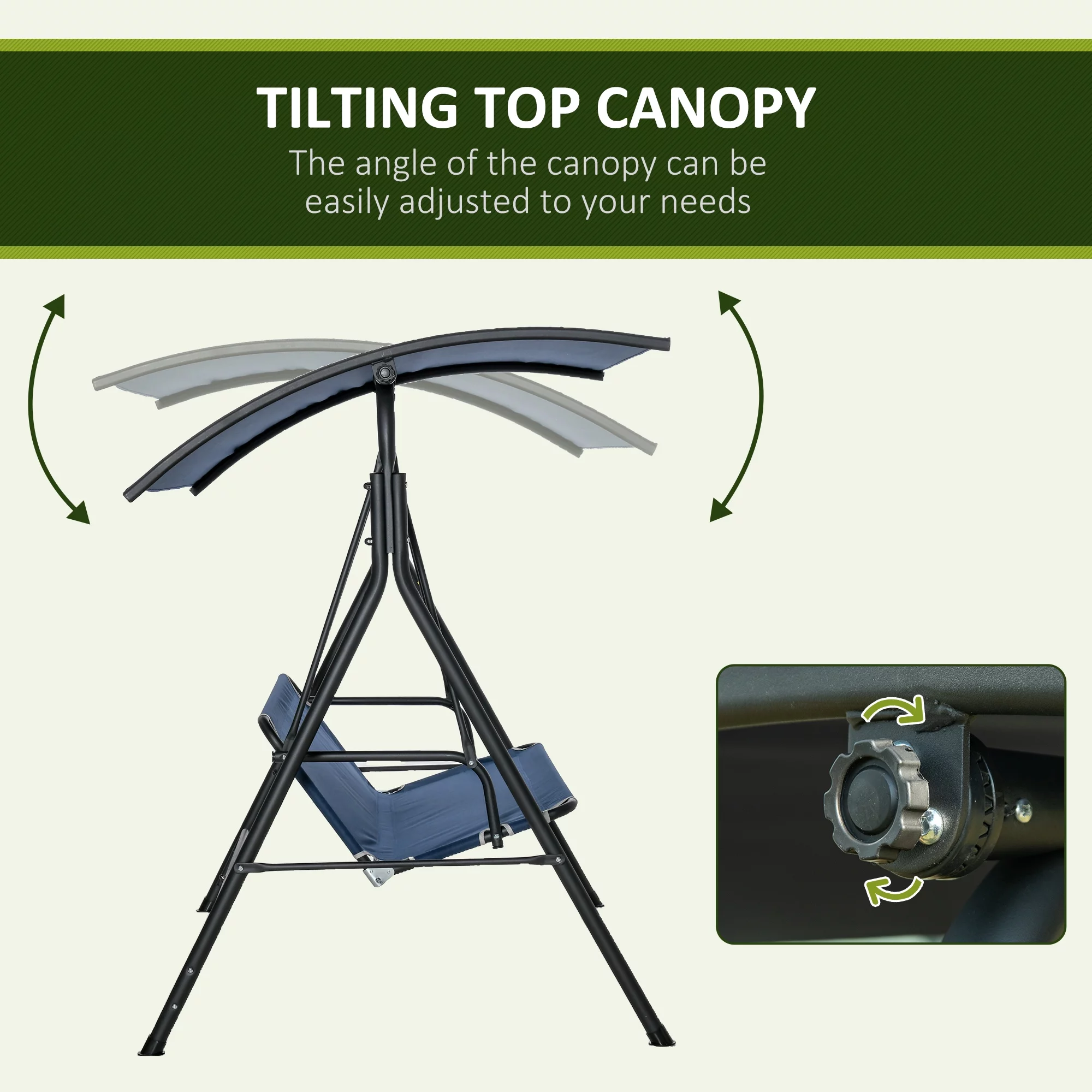 Outsunny Steel Porch Swing - Dark Blue