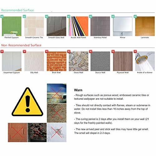 Longking 10-Sheet Peel and Stick Tile Backsplash, Vinyl 3D Self-Adhesive Tile Stickers for Kitchen, Bathroom, Counter Top, Marbl