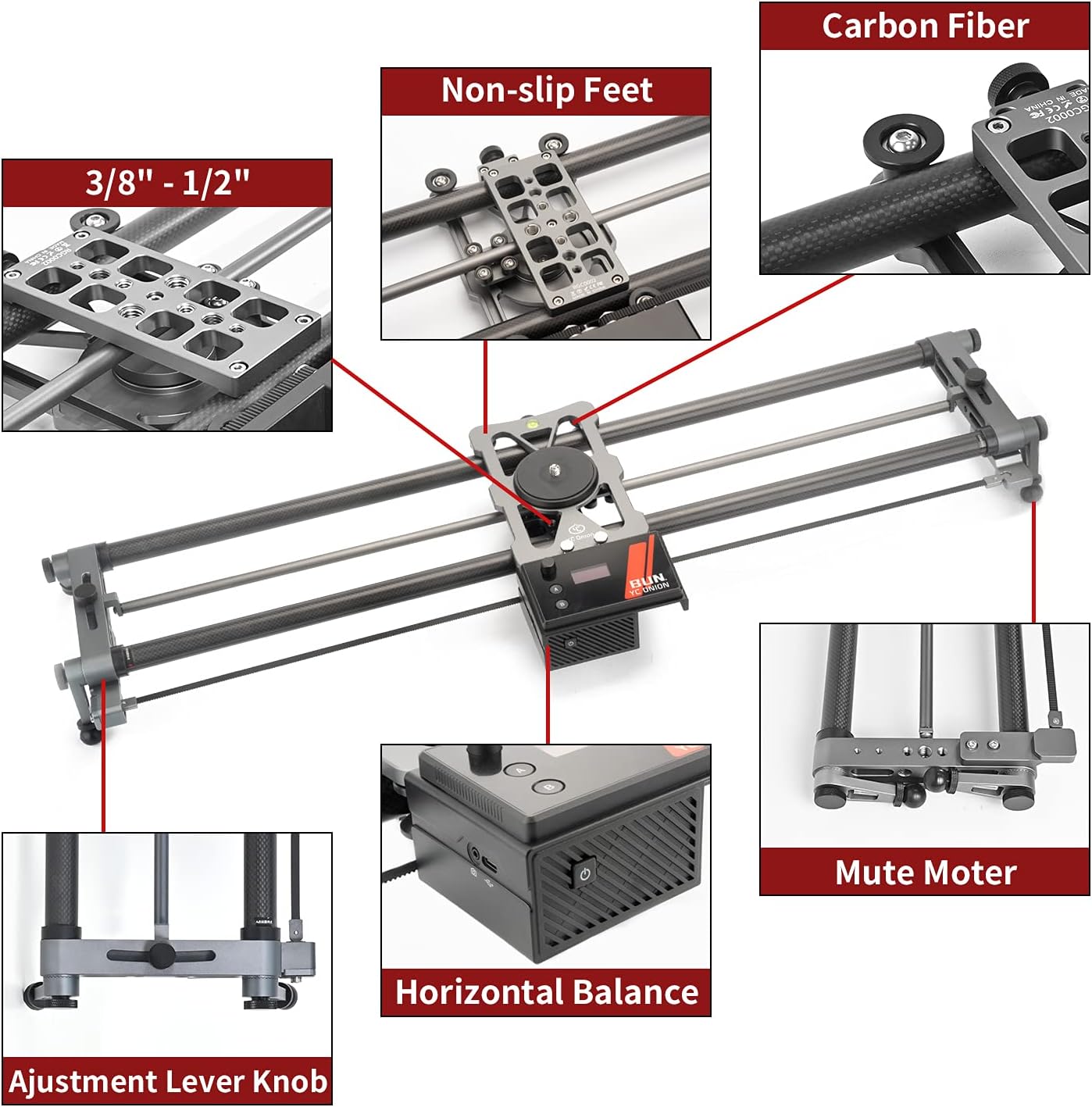 YC Onion Motorized Camera Slider 120cm/47''Camera Rail with APP Control Carbon Fiber