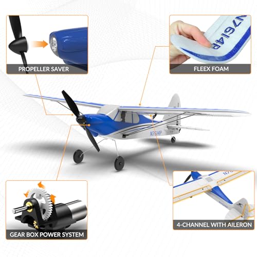 VOLANTEXRC RC Plane Trainer Sport Cub 4CH Remote Control Airplane with Prop Saver, 6-Axis Gyro Stabilizer & 3 Modes to Fly