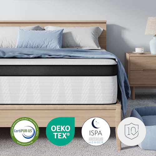 Avenco King Mattress, 12 Inch Medium Firm King Size Mattress in a Box, Hybrid Mattresses with Smarts™ Coil Pocket Springs for Motion Isolation