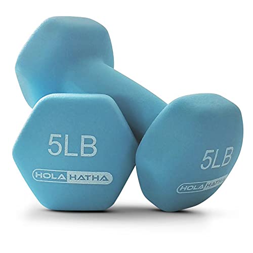 HolaHatha Neoprene Dumbbell Free Hand Weight Set with Rack, Ideal for Home Exercises to Gain Tone and Definition