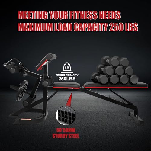 Adjustable Weight Bench, Workout Bench for Home Gym, Adjustable 6 Position Utility Bench with Leg Extension and Preacher Pad