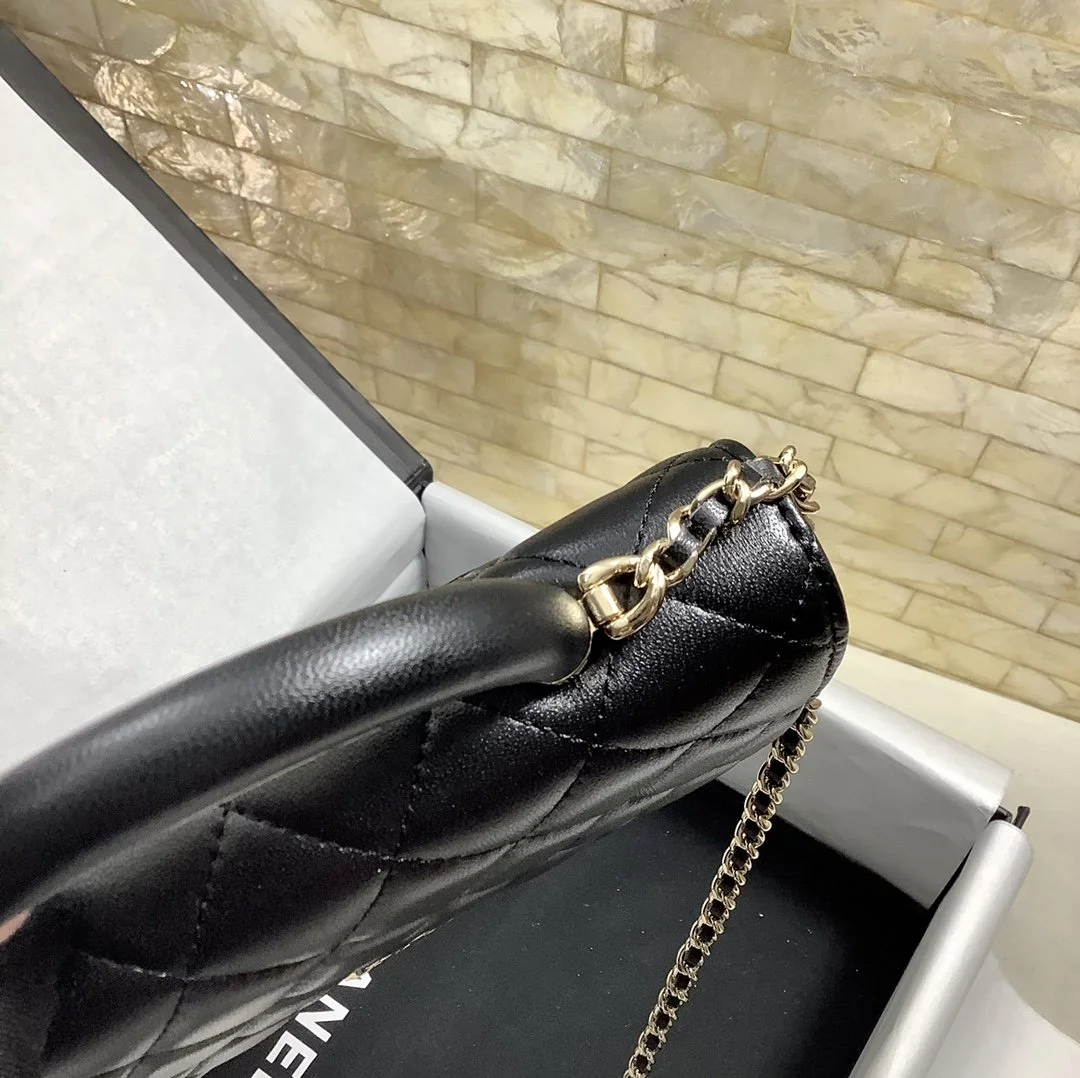 Chanel Hand-Held Oblique Cross Bag Black For Women, Women&rsquo;s Bags 6.7in/19cm