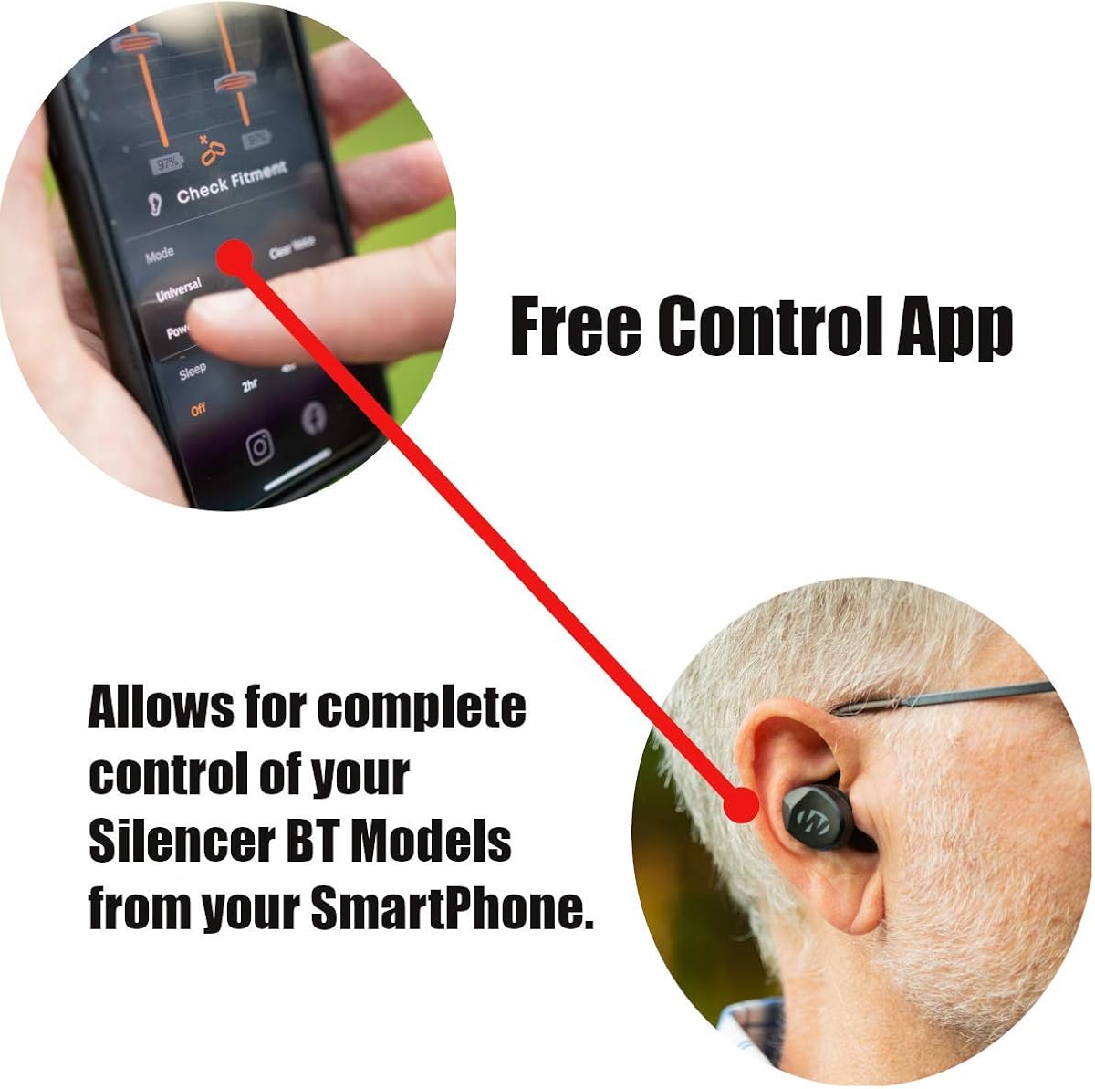Walker's Silencer BT 2.0 Smartphone Control, Improved Battery and Connection Range, Multi