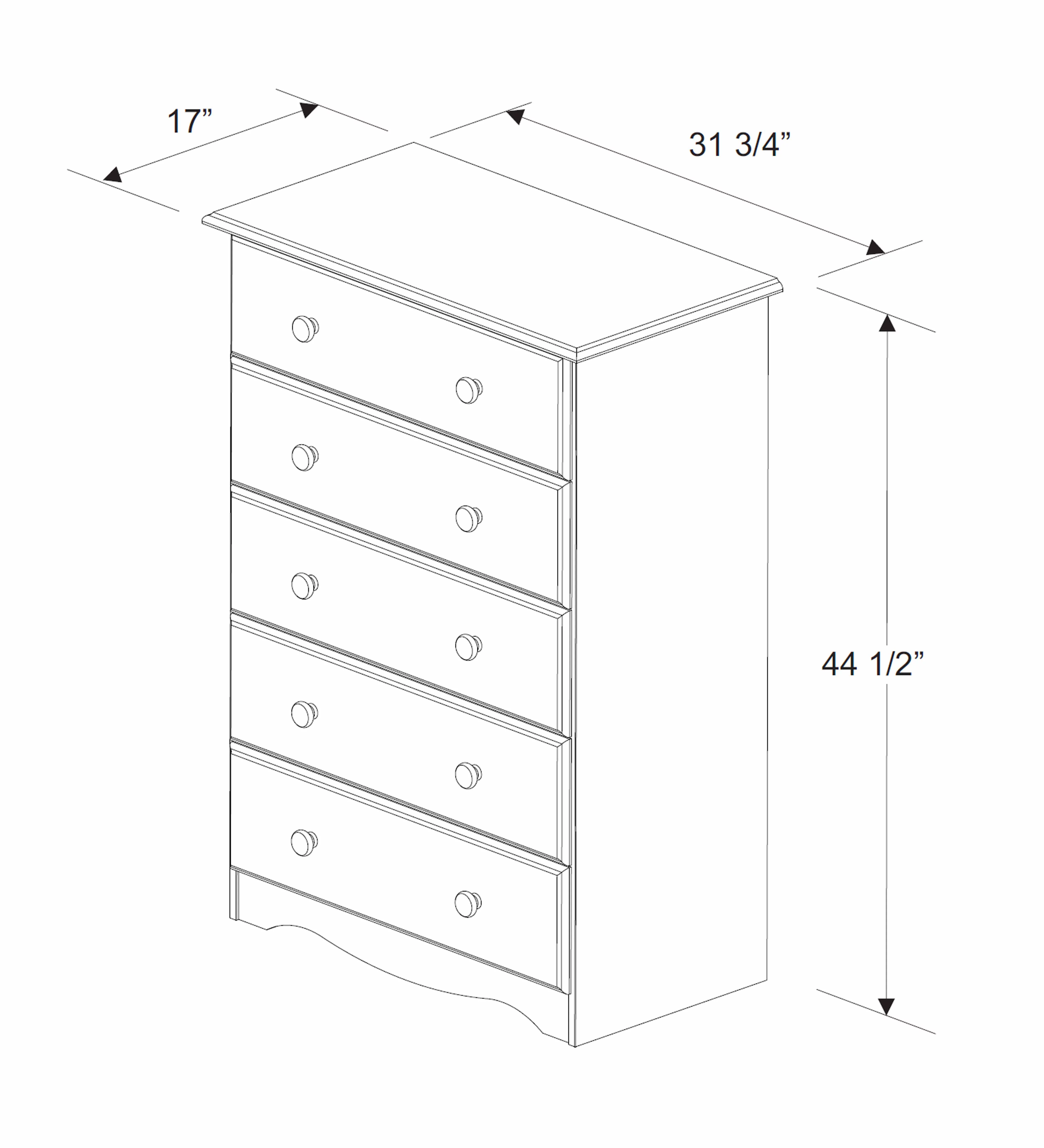 100% Solid Wood 5-Drawer Chest 53106 by Palace Imports, Java Color
