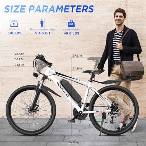 Electric Bike for Adults, 26'' 1000W Peak Ebike, Up to 50 Miles 21.7MPH Electric Mountain Bike with 48V 374.4WH Removable Battery, Adjustable Stem