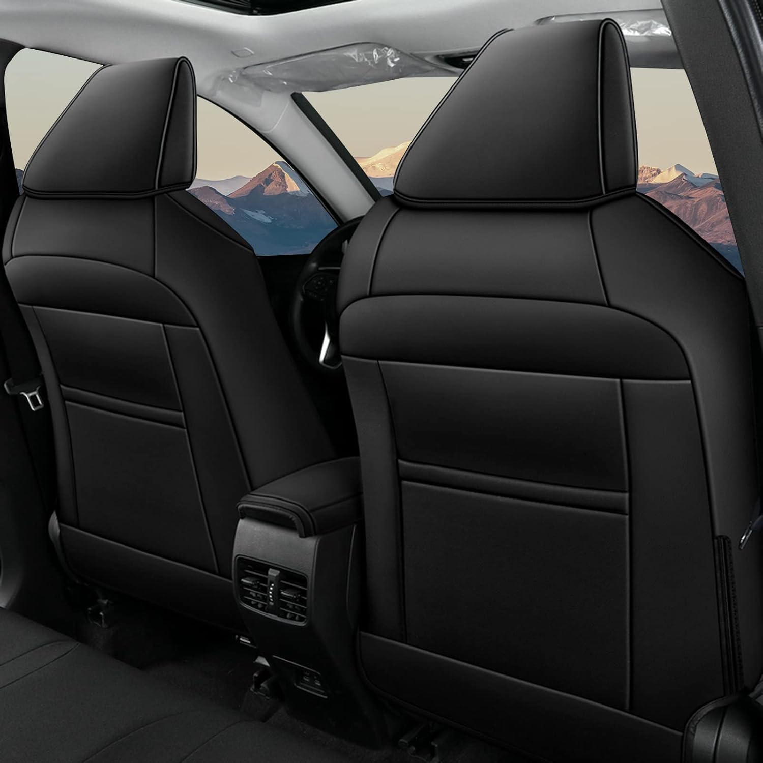 AOMSAZTO Custom Fit for Toyota 2020 2021 2022 Corolla Faux Leather Car Seat Covers Full Set Compatible Airbag Corolla Seat Protector Black (2020 2021