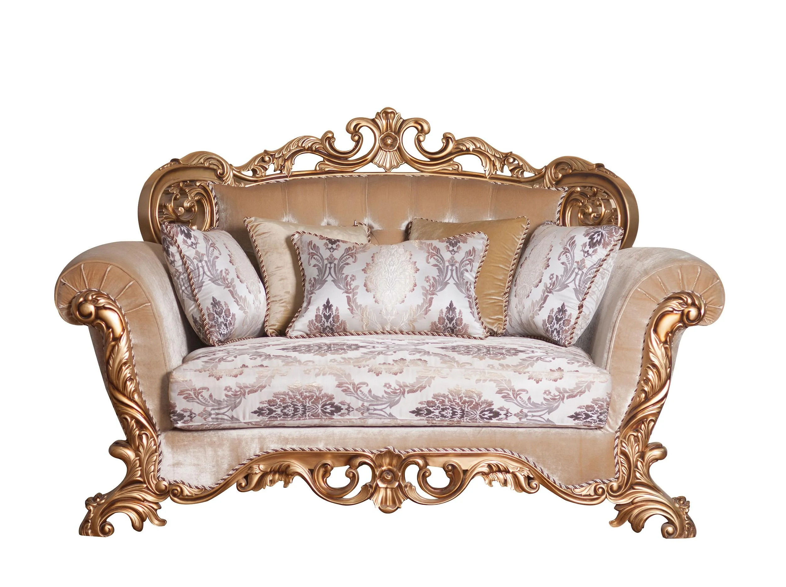 Luxury Antique Bronze Wood Trim VENEZIA Sofa Set 3 EUROPEAN FURNITURE Classic