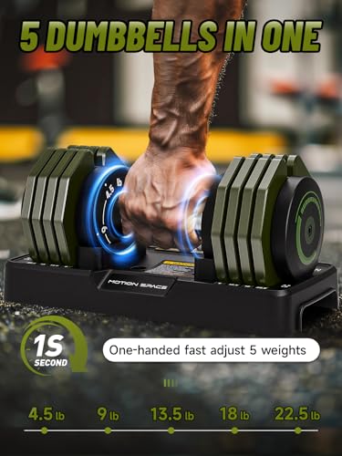 Adjustable Dumbbells Set 22.5LB Pair, 5 Weights Option Dumbbells Set with Comfort Non-slip Metal Handle