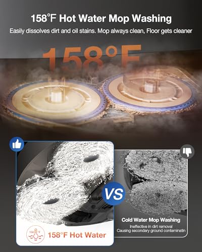 ECOVACS DEEBOT T30S Robot Vacuum and Mop, 11000Pa, ZeroTangle Technology, TruEdge Adaptive Edge Mopping, Hot Water Mop Washing, Self-Emptying