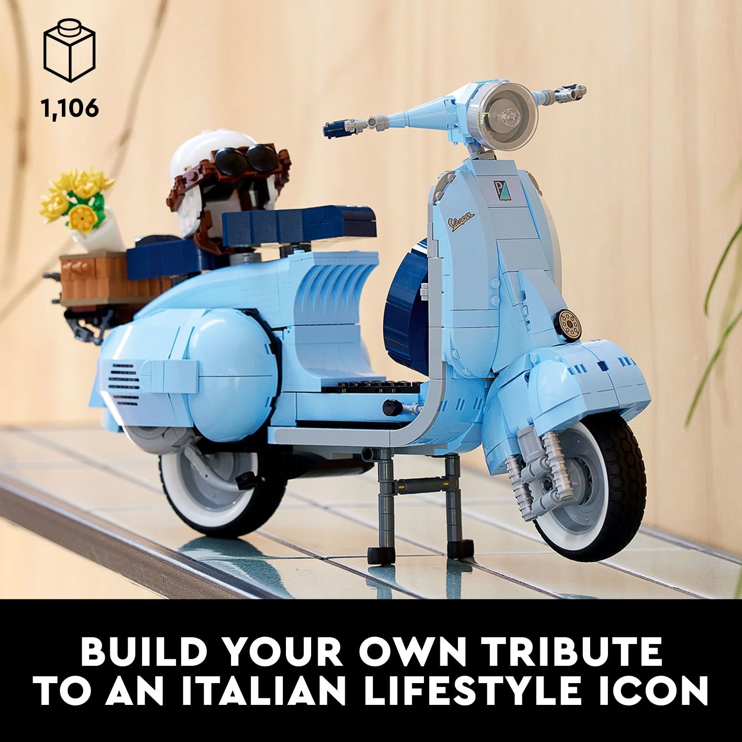 LEGO Icons Vespa 125 Scooter Model Building Kit, Vintage Italian Iconic Model Moped, Build and Display Set for Adults
