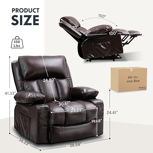 FLEXISPOT XL31 Power Lift Recliner Chair for Elderly, Electric Lift Chair with Massage & Heat, PU Leather Reclining Sofa w/Cup Holders