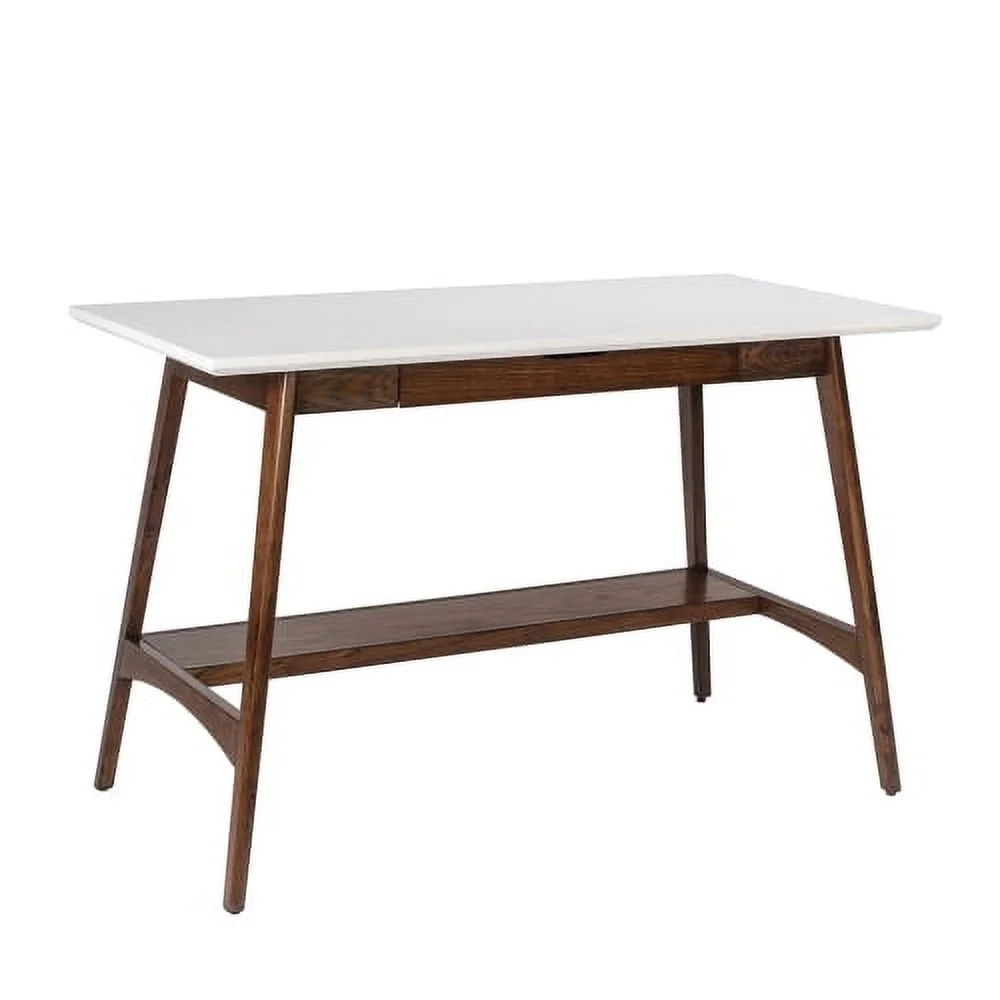 Parker Desk Wood - Off White + Pecan