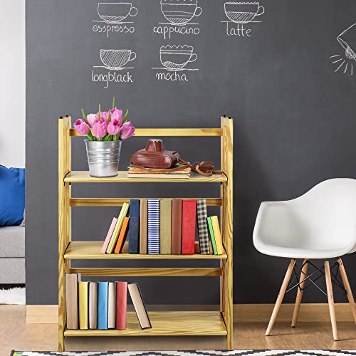 Casual Home 3 Shelf Folding Bookcase, 27.5" Wide, Espresso 3-Shelf Folding Bookcase (14" Wide)-Walnut