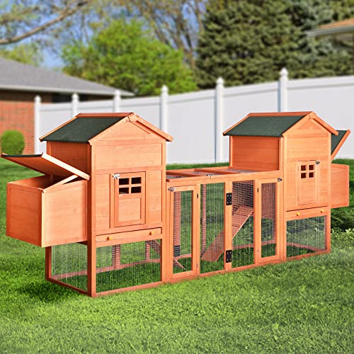 Outdoor Chicken Coop for 8 Chickens, 2025Upgraded Portable Wooden Hen House with Nesting Boxes, Chicken House, Chicken Run Cage