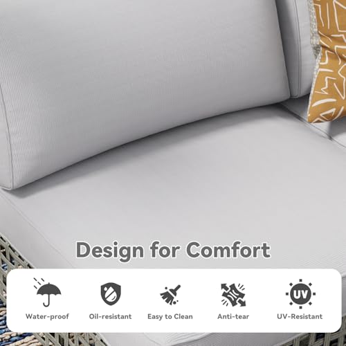 U-MAX 7 Piece Outdoor Patio Furniture Set, PE Rattan Outdoor Wicker Sectional Furniture Chair Set with Cushions and Tea Table